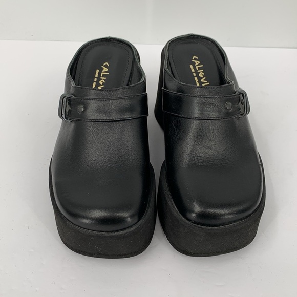 Caligula chunky clogs shoe wedge platform black leather slide Israel clunky 35 5 - Picture 3 of 7